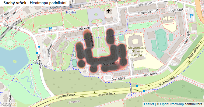 Suchý vršek - mapa podnikání