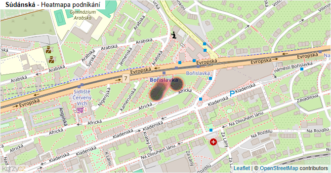 Súdánská - mapa podnikání