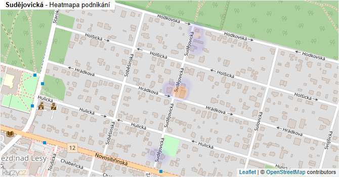 Sudějovická - mapa podnikání