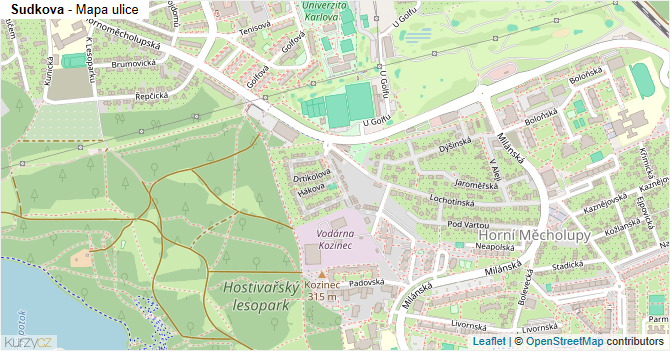 Sudkova - mapa ulice