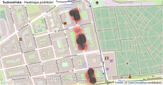 Sudoměřská - mapa podnikání