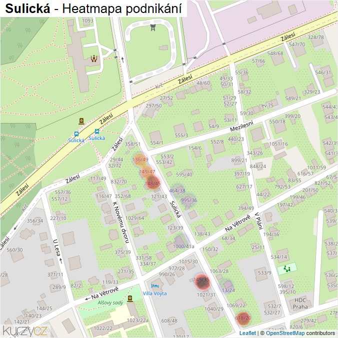 Mapa Sulická - Firmy v ulici.