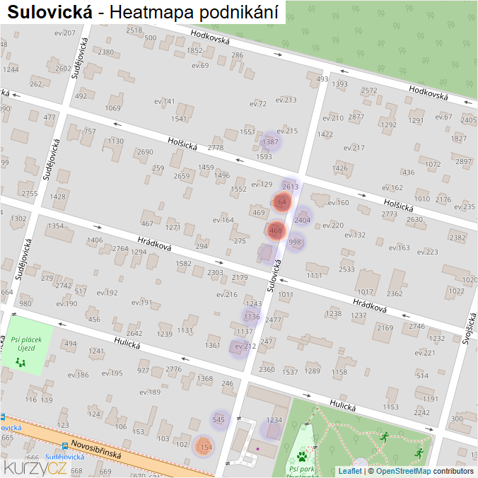 Mapa Sulovická - Firmy v ulici.