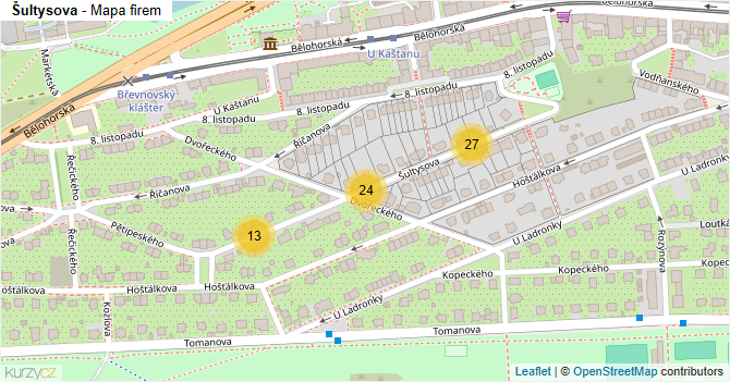Šultysova - mapa firem