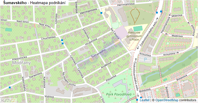 Šumavského - mapa podnikání