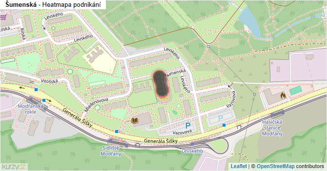 Šumenská - mapa podnikání
