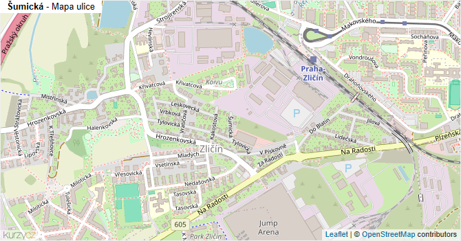 Šumická - mapa ulice
