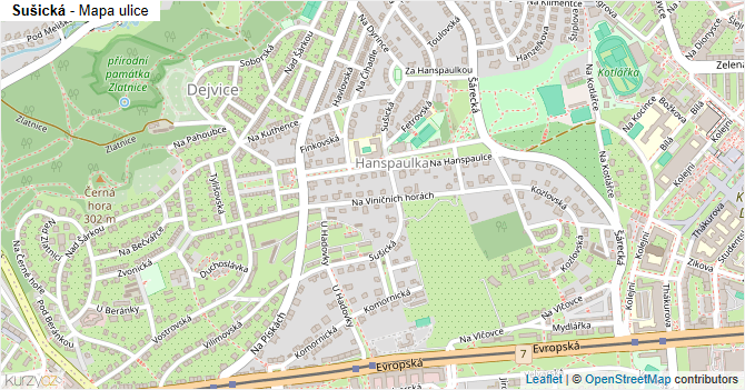Sušická - mapa ulice