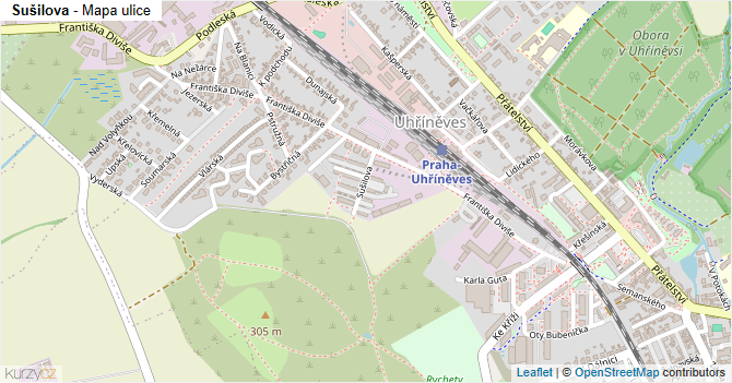 Sušilova - mapa ulice