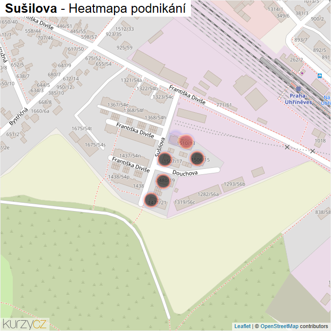 Mapa Sušilova - Firmy v ulici.