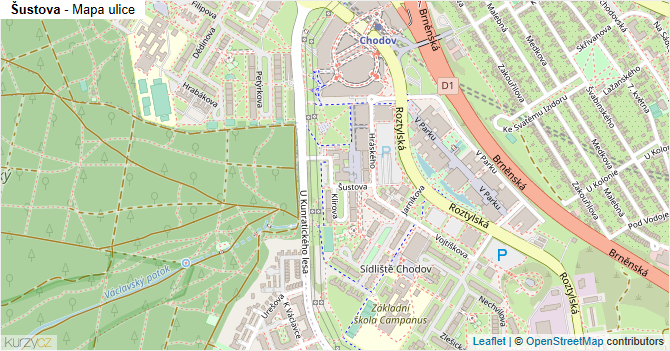 Šustova - mapa ulice