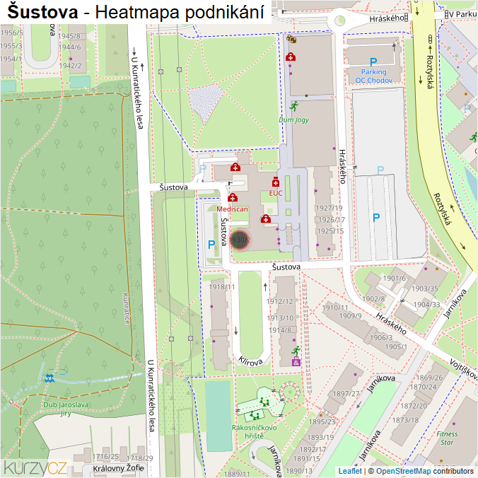 Mapa Šustova - Firmy v ulici.
