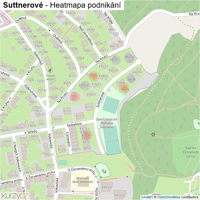 Mapa Suttnerové - Firmy v ulici.