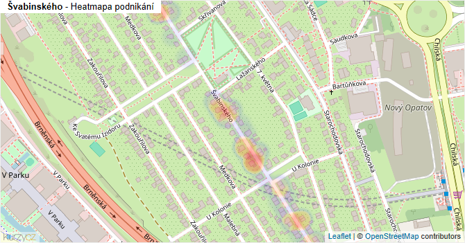 Švabinského - mapa podnikání