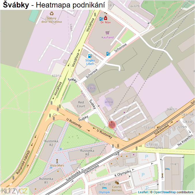 Mapa Švábky - Firmy v ulici.