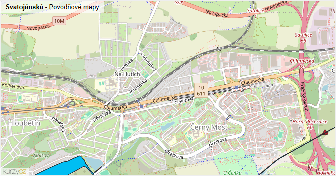 Svatojánská - záplavové mapy stoleté vody