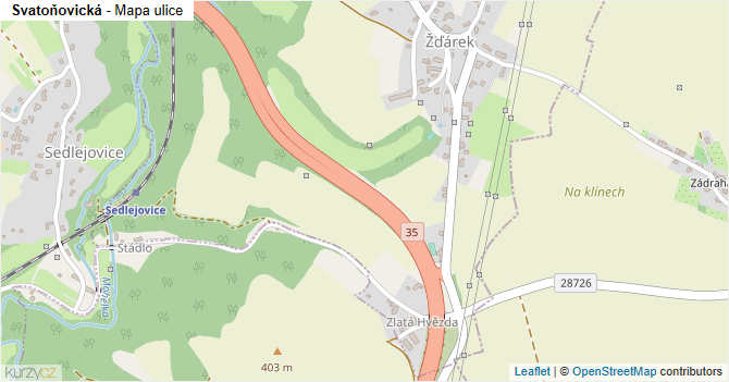Svatoňovická - mapa ulice