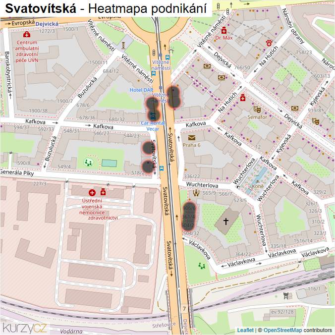 Mapa Svatovítská - Firmy v ulici.
