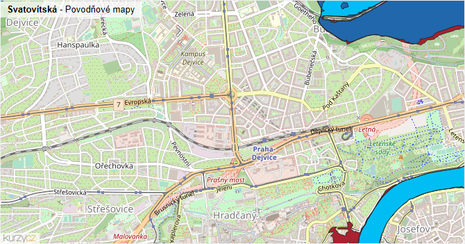 Svatovítská - záplavové mapy stoleté vody