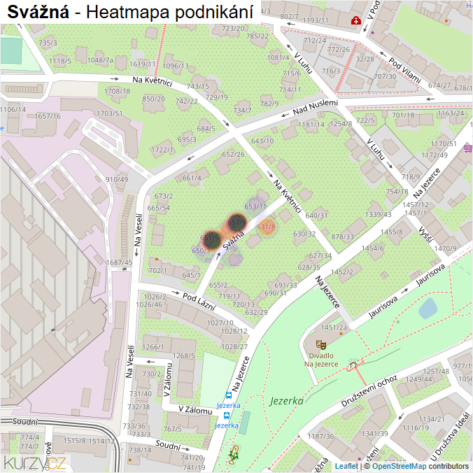 Mapa Svážná - Firmy v ulici.