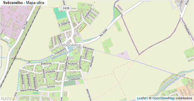 Svěceného - mapa ulice
