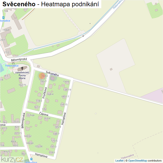 Mapa Svěceného - Firmy v ulici.