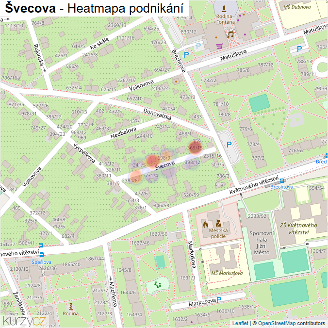 Mapa Švecova - Firmy v ulici.