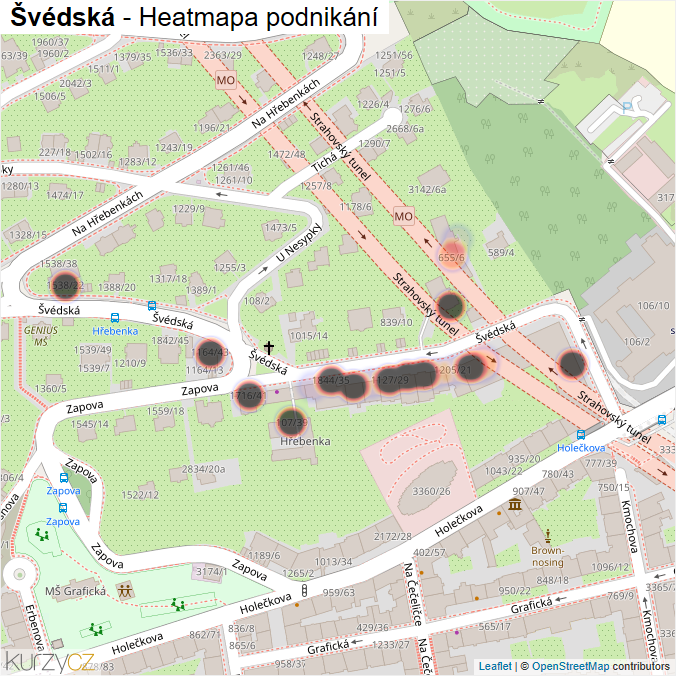 Mapa Švédská - Firmy v ulici.