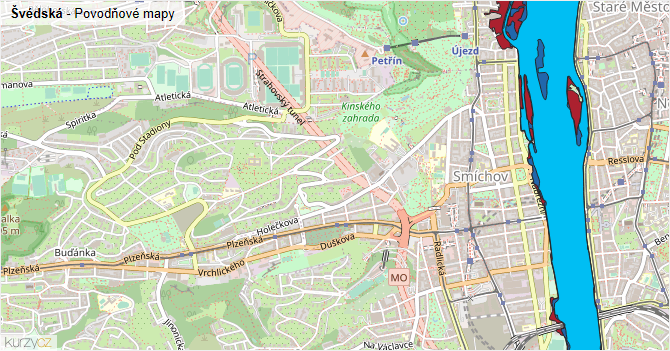 Švédská - záplavové mapy stoleté vody