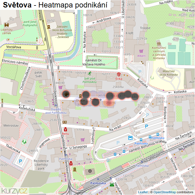 Mapa Světova - Firmy v ulici.