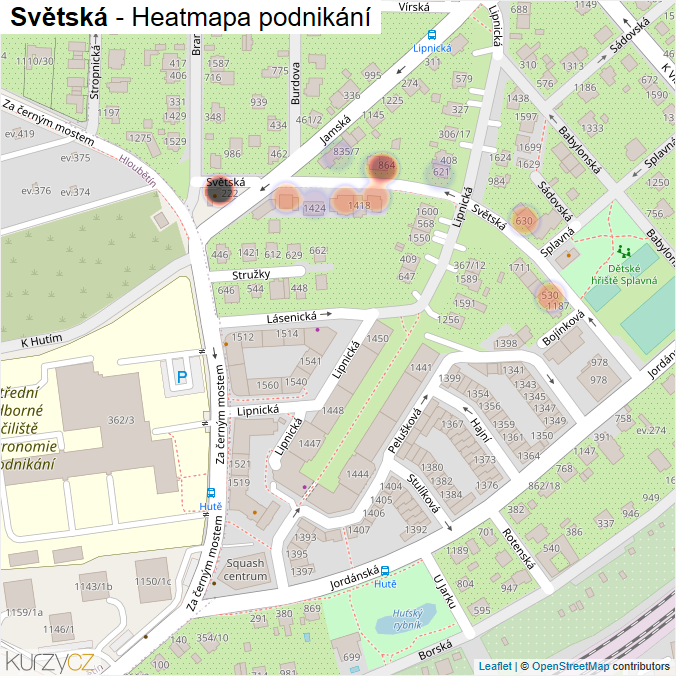 Mapa Světská - Firmy v ulici.