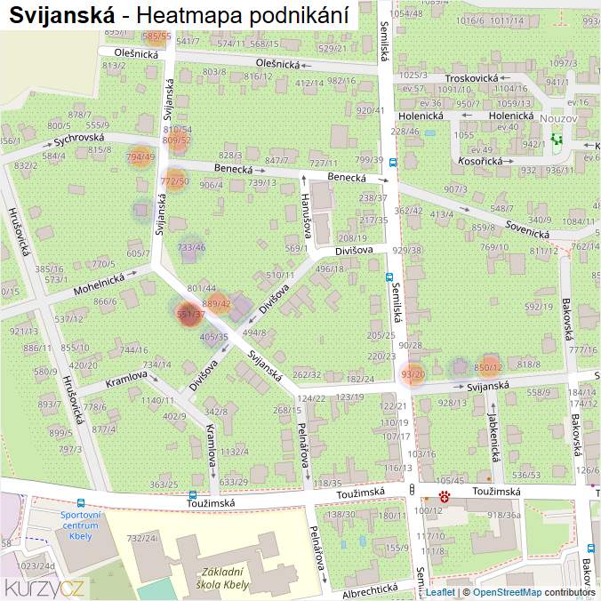 Mapa Svijanská - Firmy v ulici.