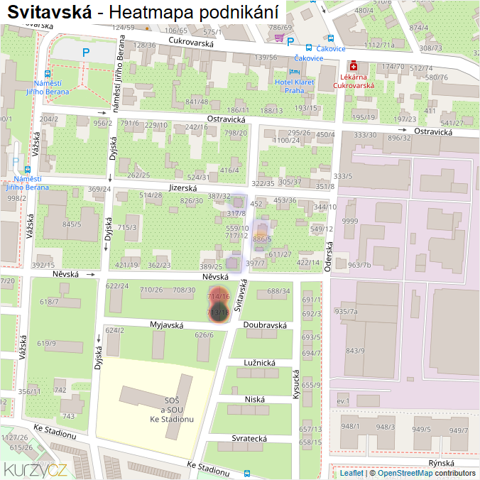 Mapa Svitavská - Firmy v ulici.