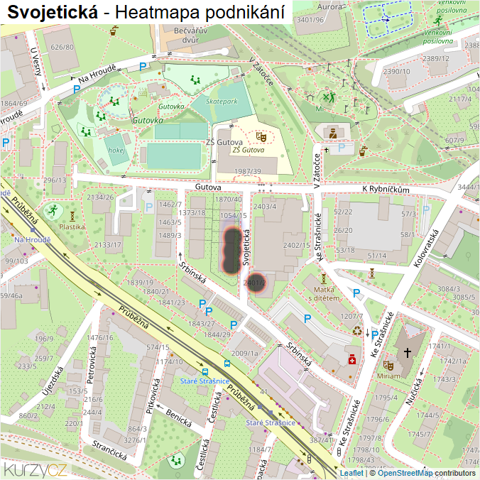 Mapa Svojetická - Firmy v ulici.
