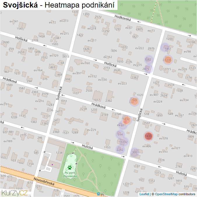 Mapa Svojšická - Firmy v ulici.