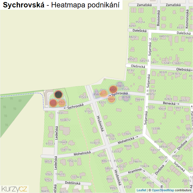 Mapa Sychrovská - Firmy v ulici.