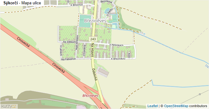 Sýkorčí - mapa ulice