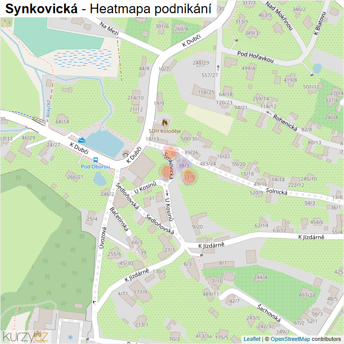 Mapa Synkovická - Firmy v ulici.