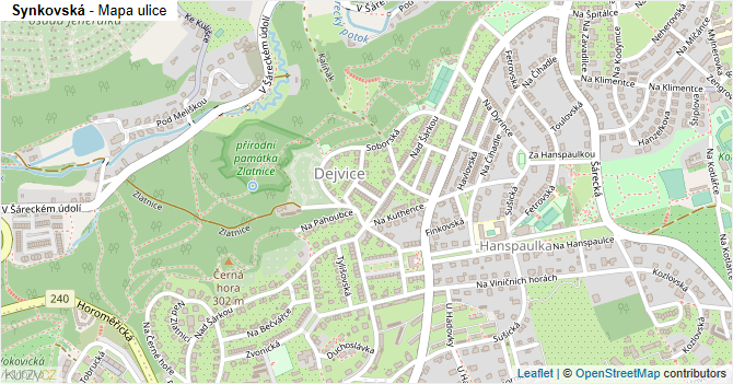 Synkovská - mapa ulice