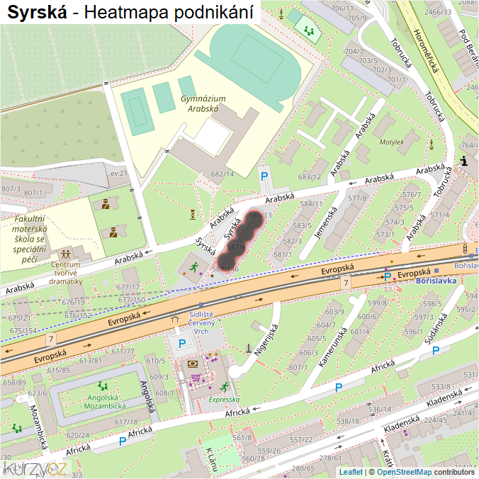 Mapa Syrská - Firmy v ulici.