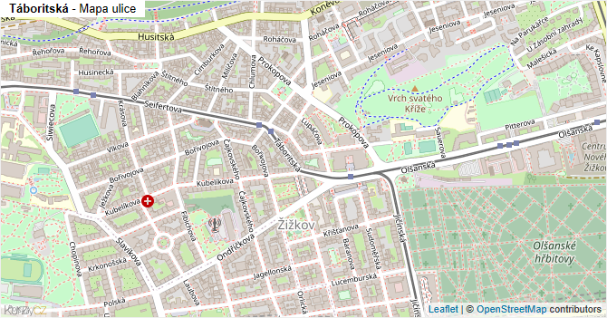 Táboritská - mapa ulice