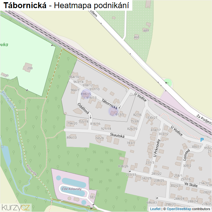Mapa Tábornická - Firmy v ulici.