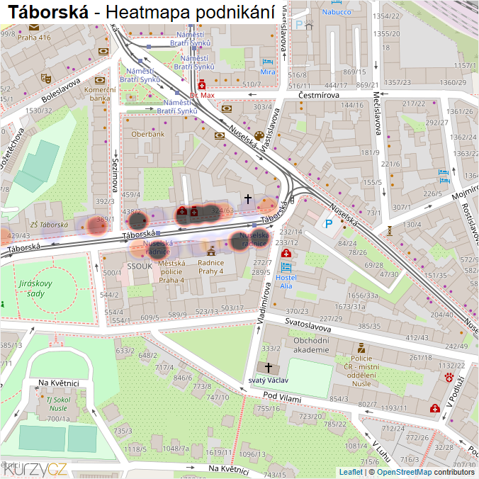 Mapa Táborská - Firmy v ulici.