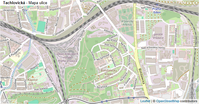 Tachlovická - mapa ulice