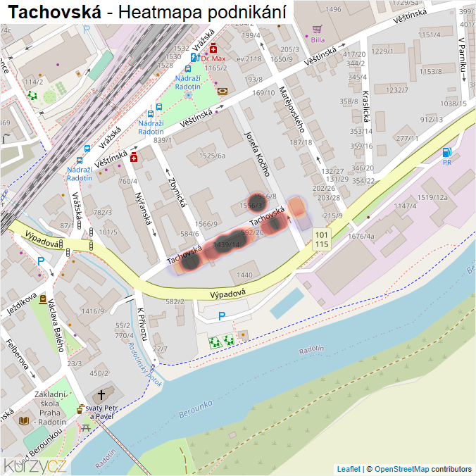 Mapa Tachovská - Firmy v ulici.