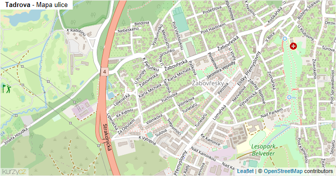 Tadrova - mapa ulice
