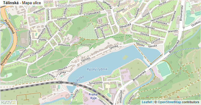 Tálínská - mapa ulice