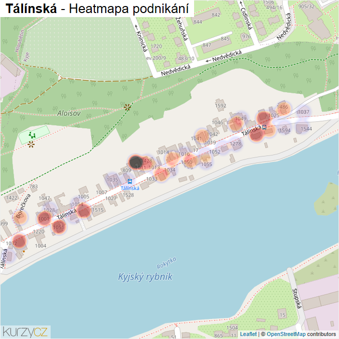 Mapa Tálínská - Firmy v ulici.