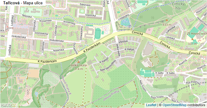 Tařicová - mapa ulice