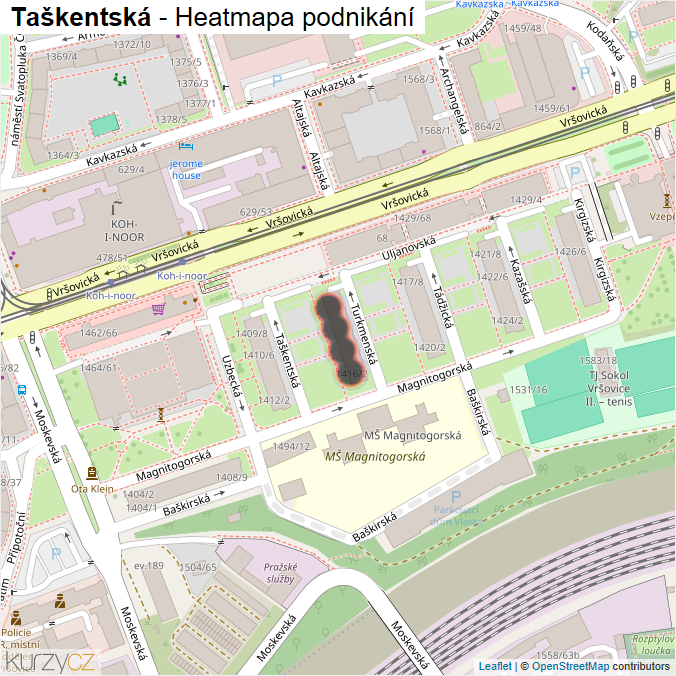 Mapa Taškentská - Firmy v ulici.